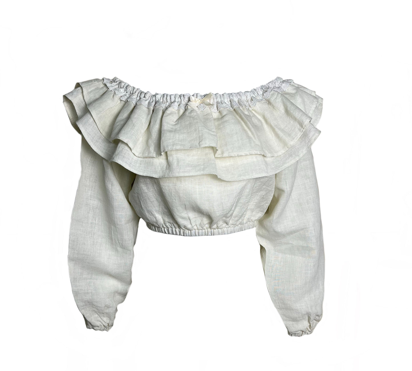 Bardot Top- Ivory Linen