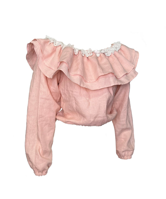 Bardot Top- Mauve Linen
